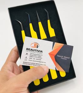 แหนบต่อขนตาพลาสม่าปลายแหลมสีเหลืองนีออนทำจากสเตนเลสสตีลของญี่ปุ่นติดฉลากตามต้องการ - Product Image 4