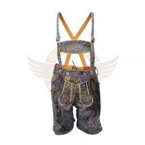 Pantalon en cuir à taille moyenne pour hommes, style bavarois doré Kniebund Hosen, style traditionnel bavarois traditionnel - Product Image 1