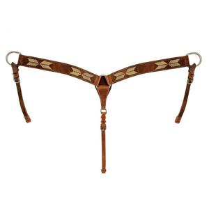 Juego de Cabezada y Pechera de Cuero Marrón Premium Estilo Western, Diseño de Cruz Rosa Grabado a Mano, Venta al por Mayor de Fabricantes - Product Image 1