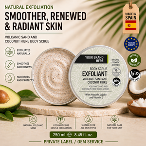 Exfoliante Corporal de Marca Privada 250ml OEM |   Exfoliante Corporal de Arena Volcánica |   Hidratante Natural Vegano |   Hecho en España, UE - Product Image 1