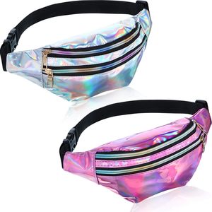 הולוגרפית pu zipper ספורטיבי חבילת fanny לנשים עמיד למים תיק חגורת המותניים - Product Image 1