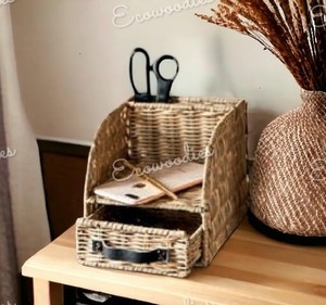 เครื่องคัดแยกแบบตั้งนิ่งพร้อมที่ใส่ปากกาหวายที่วางโทรศัพท์คลิปหนีบกระดาษชุดอุปกรณ์สำนักงานโต๊ะหวายพลาสติก - Product Image 5