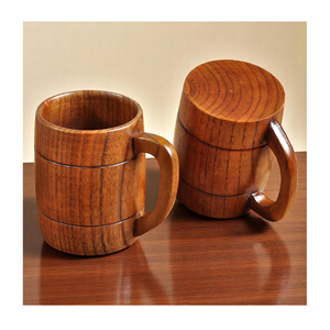Prix raisonnable Naturel Brillant Bois Fini Taille Personnalisée Chope À Bière En Bois Avec Poignée Logo Personnalisable Pour La Maison Vaisselle Déco - Product Image 5