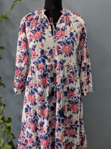 Indian Hand Block Printed Voile Cotton <b>Dress</b> <b>for</b> <b>Women</b> Stylish Floral Formal Casual <b>Dress</b> <b>for</b> <b>Spring</b> Autumn Eco-Friendly - Product Image 2