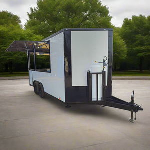 Camion de restauration mobile 8,5' x 16' blanc avec finitions noires, pour événements et traiteur, à vendre - Product Image 1