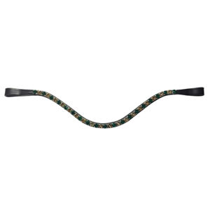 Bride anglaise élégante, frontalier en cuir noir de qualité supérieure, cristaux argentés, couleur et taille personnalisables, qualité certifiée A+ - Product Image 1