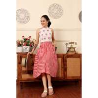 Jupe midi rouge multi-tailles pour femme, confortable et respirante, 100 % coton, coupe trapèze, avec poches, fente formelle, taille élastique