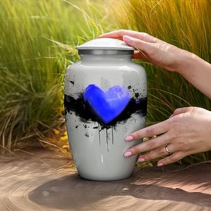 Urne funéraire moderne en métal faite à la main pour cendres humaines, blanche, écologique et durable, urne funéraire pour adultes - Product Image 4