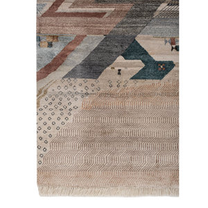 Tapis en soie noué à la main Freedom Manchaha Ivory LUV-8607 10 mm, rectangulaire, abstrait, pour salon, couloir, chambre - Product Image 4