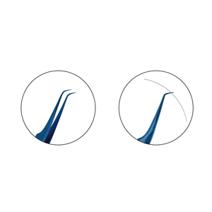Pinzas profesionales para pestañas, Punta puntiaguda, pinzas para pestañas de belleza de acero alemán con revestimiento de titanio azul Curvo - Product Image 5