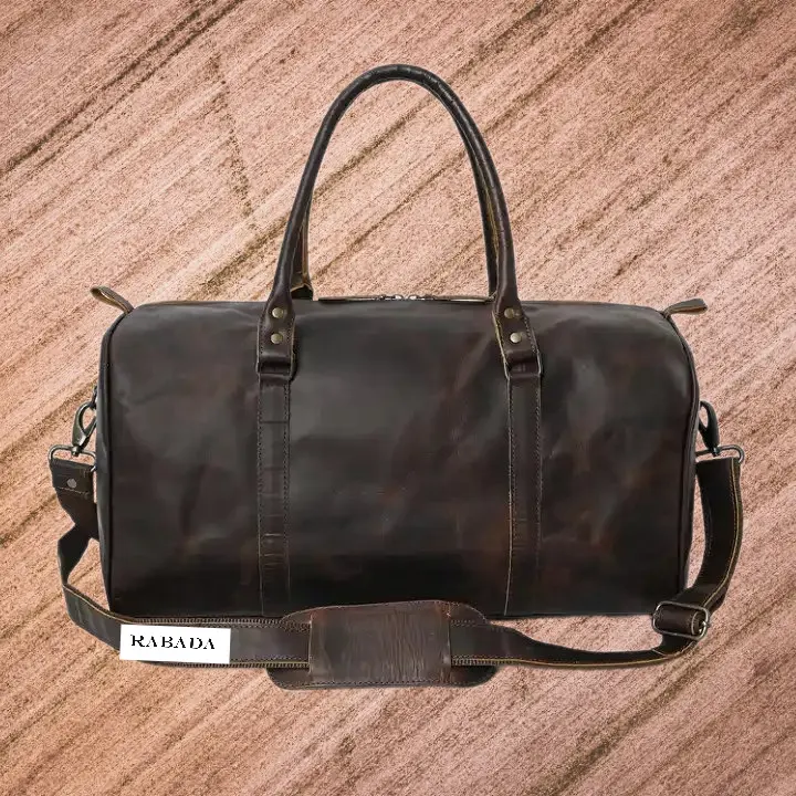 Tự nhiên Da Bò Handmade Duffle Bag với phù hợp với dây đai và nickle miễn phí phụ kiện Trọng lượng nhẹ du lịch túi
