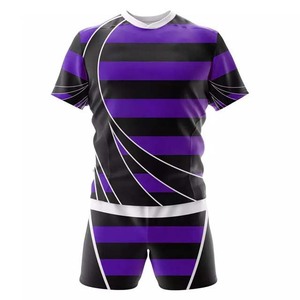 Vente en gros de maillots de rugby personnalisés avec logo imprimé, respirants, grande taille, séchage rapide, manches courtes, 100% polyester - Product Image 4