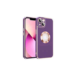 Étui de protection antichoc en silicone liquide de luxe, série SAFA Kongo, violet foncé, pour iPhone 14, matériau en silicone souple, Netzy - Product Image 1