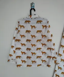 Pijama de lujo para mujer, ropa de dormir de algodón con estampado de Tigre, cómoda ropa de dormir India hecha a mano, conjunto de pijamas, Material de algodón 100% - Product Image 4