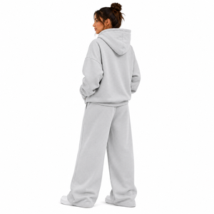Conjunto de Pantalones Anchos Rectos y Sudadera Holgada Transpirable de Invierno para Mujer, con Bolsillo Canguro, Forro Polar Grueso de Alta Calidad - Product Image 6