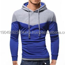 Sweat-shirts pour hommes décontractés à panneaux bicolores Streetwear avec poches kangourou Personnaliser la couleur des panneaux Sweat-shirts 100% coton pour homme - Product Image 6