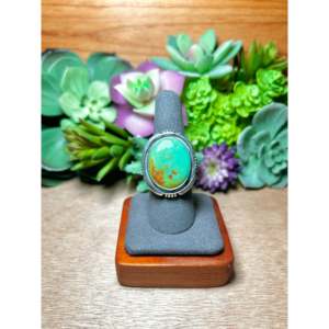 Navajo-Made Fine Jewelry <b>Statement</b> <b>Ring</b> with Natural Stone Kingman Turquoise Sterling <b>Silver</b> Size 8 Everyday Wear - Product Image 1