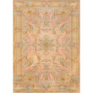 Alfombras de Lana Anudadas a Mano Aalam Beige Marrón Paem-1447 para Uso Doméstico, Alfombra Rectangular con Medallón para Entrada, para Adolescentes - Product Image 1