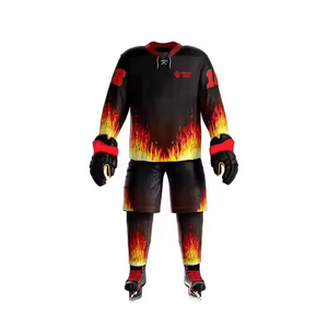 Cómodo uniforme de hockey sobre hielo de tamaño personalizado en stock 100% poliéster hecho uniforme de hockey sobre hielo - Product Image 1