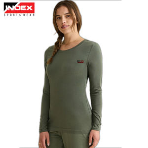 Tops médicos Scrubs, ropa interior sólida de manga larga para mujer, mangas largas con logotipos personalizados - Product Image 4