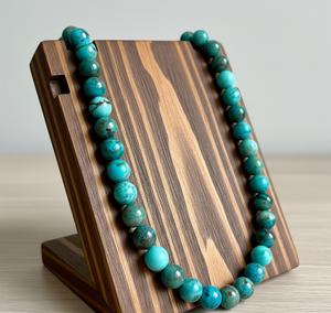 Accesorio de moda de plata 925 de 18 pulgadas para mujer, collar de cuentas de piedra de crisocola Natural curativa, bloqueo de diseño anudado a mano - Product Image 2