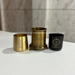 Tarro de vela redondo disponible de latón decorativo de Navidad, latas de vela vacías cepilladas de 8Oz para Vela, recipiente contenedor único de lujo - Product Image 3