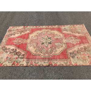 Alfombra de retales de lana Vintage rojo beige grande 9x12 área rectangular para entrada estilo clásico felpa 4,3 'X 7,1' tamaño para pasillo - Product Image 3