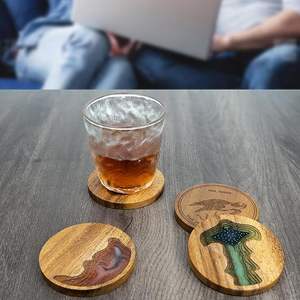 Ensemble de sous-verres en bois écologiques faits à la main Décoration d'intérieur Ensemble de sous-verres en bois rustique en bois massif pour la cuisine au prix le plus bas - Product Image 1