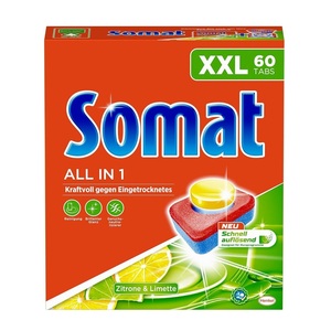Pastilles lave-vaisselle Somat tout-en-un citron et citron vert, paquet économique de 60 pastilles, nettoyage puissant - Product Image 2