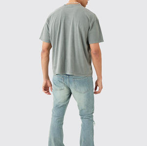 T-shirt en coton délavé à l'acide vintage T-shirt coupe décontractée avec motif lavé unique Streetwear T-shirt pour hommes - Product Image 2