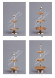 Soporte de pastel ecológico de Metal de madera de mango de níquel de tres niveles, soporte de exhibición de artículos secos, bandeja decorativa para fiesta de cumpleaños en casa - Product Image 2