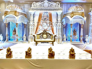 Gran Maharaja estilo Sri Lanka boda Mandap Cum etapa alta demanda Mughal tema Templo Blanco estilo Mandaps Configuración para decoraciones Reino Unido - Product Image 5