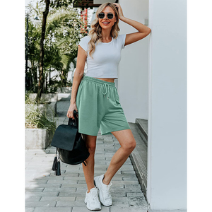 Pantalones cortos clásicos de lana de cintura alta para mujer con bolsillos transpirables y de moda con precio de decoración de patrón - Product Image 5