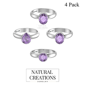 Bague de fiançailles unisexe en argent sterling 925, finition haut de gamme, sertie de pierres naturelles, améthyste, forme poire, ovale, style classique - Product Image 2