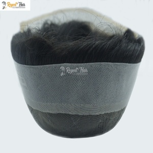 วิกผมปลอมแปดเหลี่ยมสำหรับผู้ชายผมปลอมแบบผูกด้วยมือสไตล์อินเดียเรมี100% ผมมนุษย์แบบธรรมชาติและทรงตรง - Product Image 4