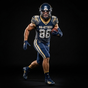 Ensemble de maillot et pantalon de football américain personnalisé bleu marine et or, uniforme d'équipe rembourré, fabricant de vêtements de sport en gros - Product Image 1