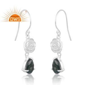 Último diseño 925 plata esterlina ágata musgo Natural piedra preciosa colgante pendiente joyería personalizada para mujer regalo para ella - Product Image 3