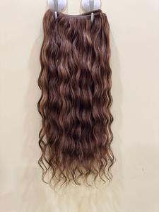 Pelo teñido ondulado, mechones de pelo de la máquina de trama 08-30 pulgadas de onda sedosa y extensiones de cabello humano indio crudo con cutícula alineada - Product Image 2