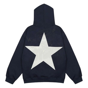 Sudaderas con capucha de gran tamaño con gráfico de estrellas, sudadera estética de cuello redondo, manga larga para mujeres y hombres, ropa de calle informal básica, mezcla de algodón - Product Image 1