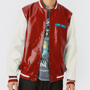 High Quality Men's Varsity <b>Jacket</b> Custom PU <b>Patchwork</b> Blank Unisex Baseball <b>Jacket</b> for Spring - Product Image 1