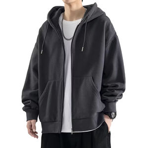 Sweat à capuche pour homme, coupe classique, épaules tombantes, nouveau style streetwear, 100% coton, logo personnalisé, écologique, pour l'hiver, fermeture éclair intégrale - Product Image 6