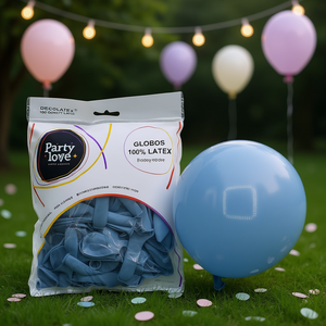 Ballons en latex Party Love, bleu coucher de soleil pastel, 12 cm, 100 unités, biodégradables, décoration de fête - Product Image 3