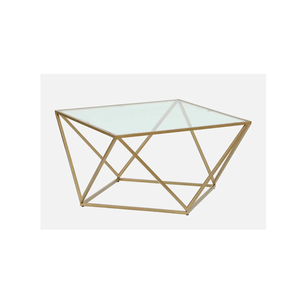 Precio razonable Aspecto atractivo Acabado de latón Mesa de centro de metal con tapa de vidrio negro para muebles de hogar y sala de estar - Product Image 6