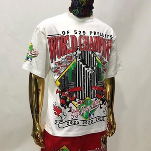 Camiseta de algodón de marca personalizada para hombre, de gramaje alto, con estampado serigrafiado y lavado ácido, de lujo, con gráfico, corte holgado y corto - Product Image 2