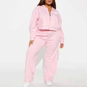 Survêtements de jogging avec logo personnalisé de haute qualité Survêtement en coton tendance avec fermeture éclair pour femmes Streetwear - Product Image 3