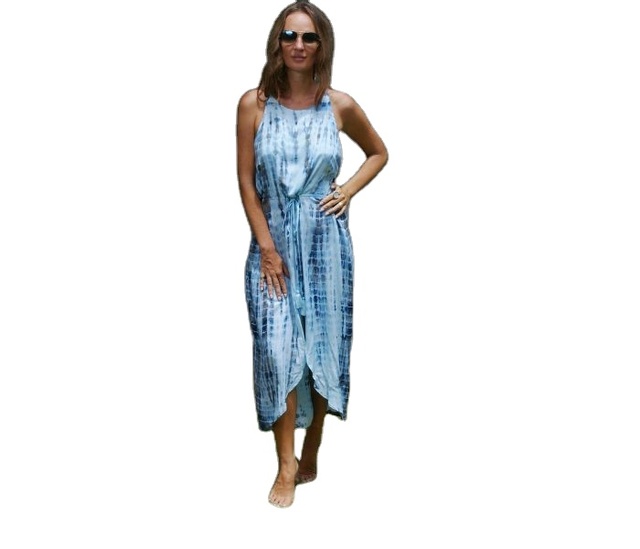 Summer Dress 2026 Tie Dye Beach Wear Fancy Long Maxi Dresses for Ladies Sleeveless Colorful Handmade Casual Elegant Dress