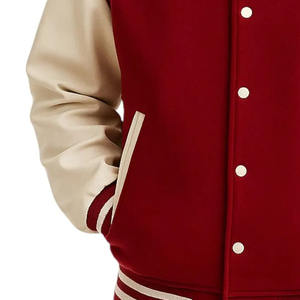 Veste en molleton de baseball décontractée pour homme, vêtement d'hiver avec logo brodé personnalisé, manches en PU, technique de teinture unie - Product Image 6