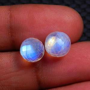 Perle de pierre de lune arc-en-ciel naturelle 12 mm lisse semi-précieuse bleue qualité AAA+ cristal de feu checkerboard bijoux pierres précieuses en vrac - Product Image 3