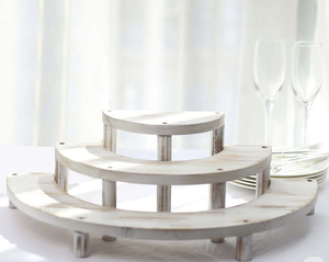 Whitewashed <b>Wooden</b> Eco-Friendly Food Grade Round <b>Cake</b> Serving <b>Stand</b> Dessert Tabletop Display Pedestal Home Decor Opp Bag - Product Image 1