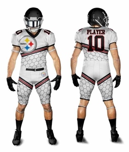 Maillot de football américain unisexe personnalisé à manches courtes en Spandex/Polyester, anti-bactérien, nouveau design, ensemble uniforme - Product Image 3